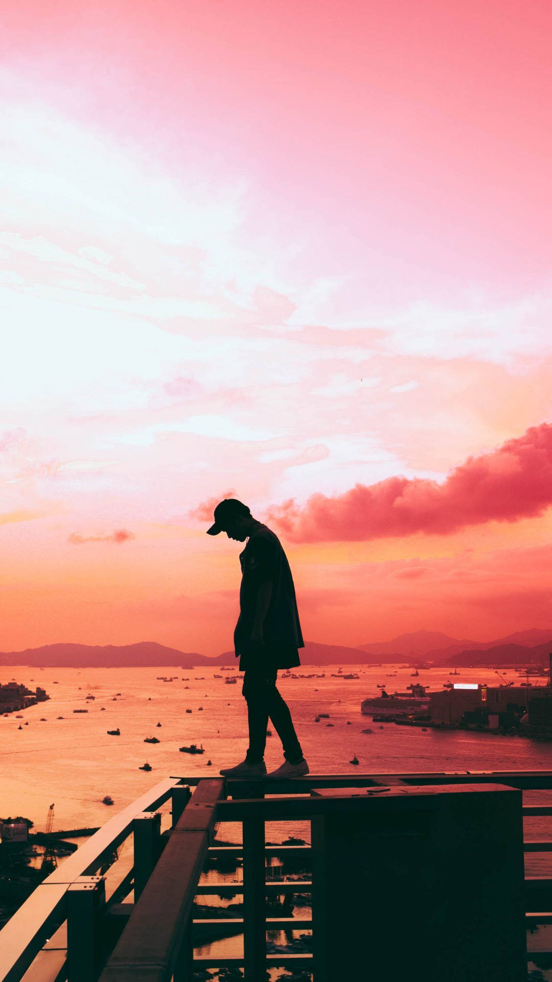 Pink Silhouette Person Background