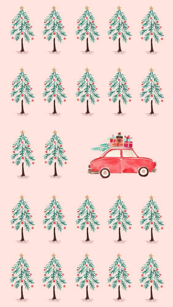 Pink Simple Christmas Illustration Background