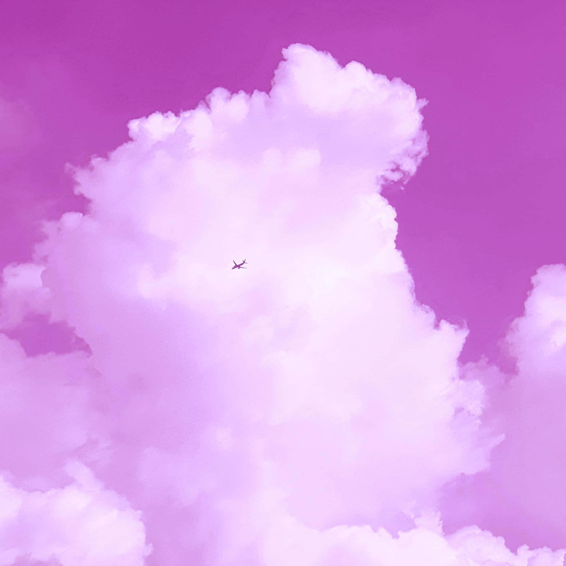 Pink Sky And Tiny Plane Background Background