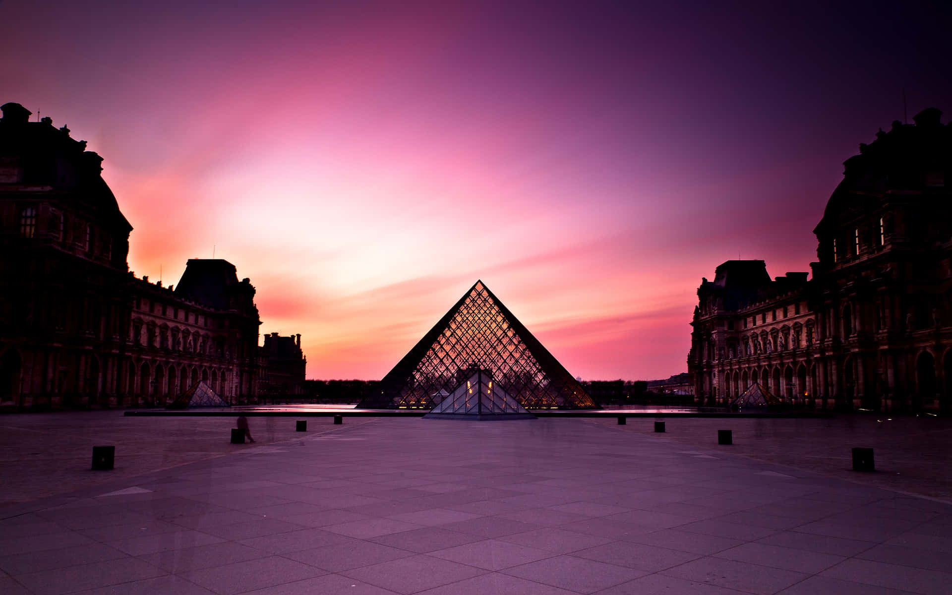 Pink Sky At The Louvre Museum