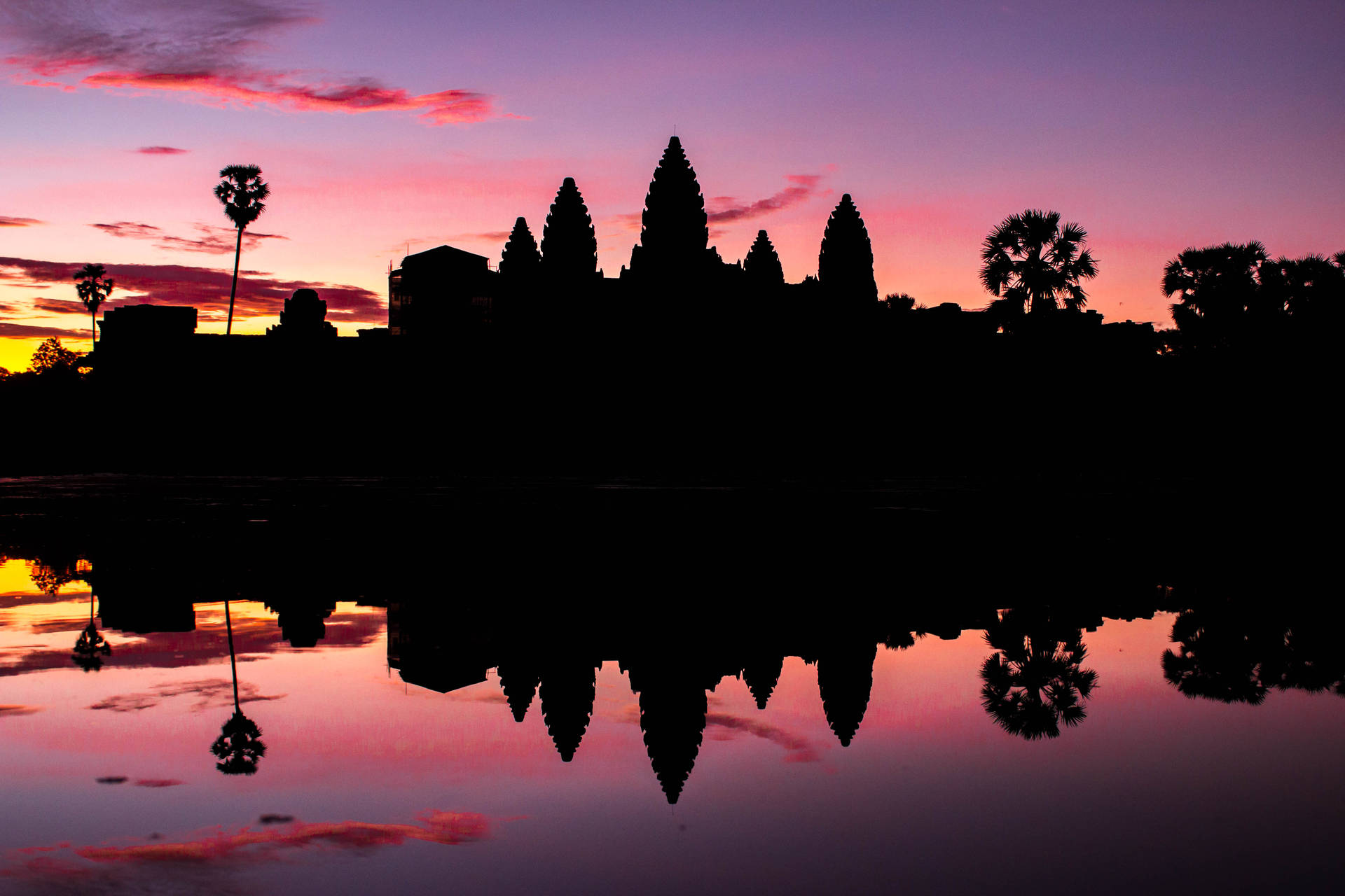 Pink Sky In Cambodia Background