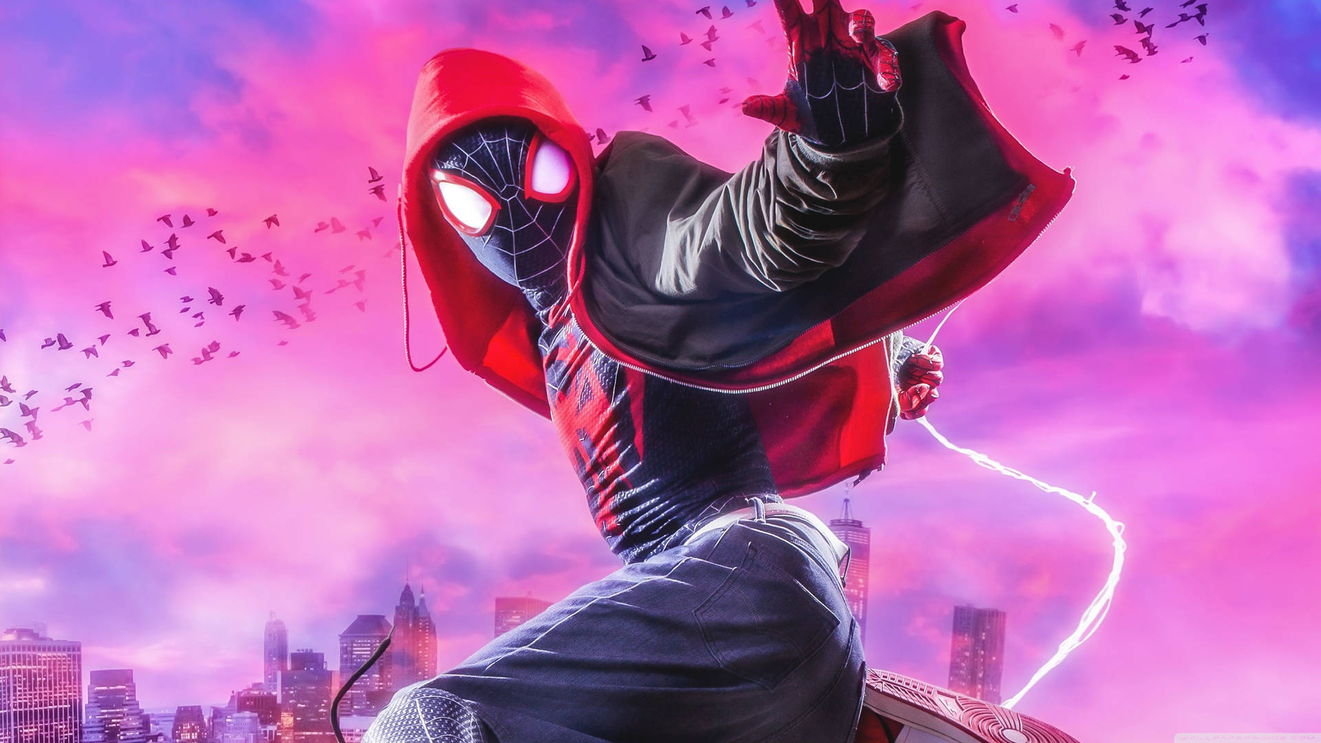 Pink Sky Spider-man Spider-verse Background
