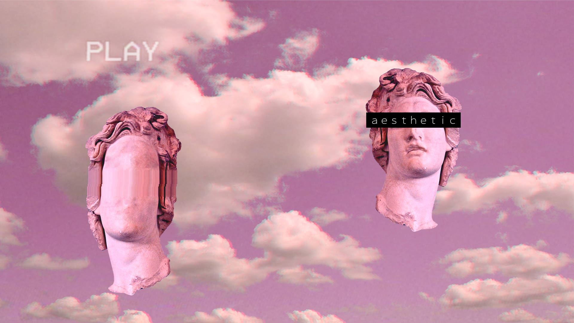 Pink Sky With Busts Vaporwave Desktop Background