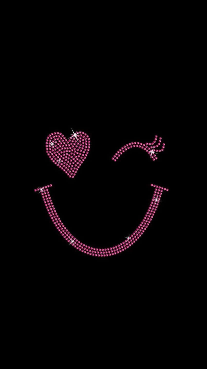 Pink Smile Heart Glitteri Phone Wallpaper Background