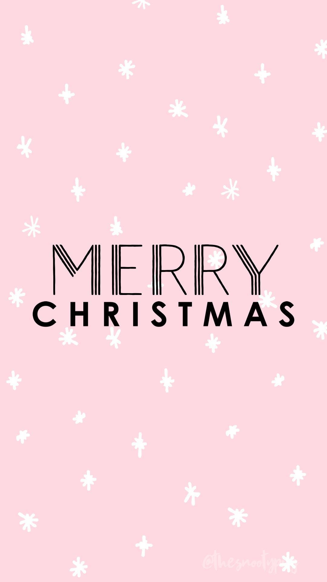 Pink Snowflakes Christmas Phone Background