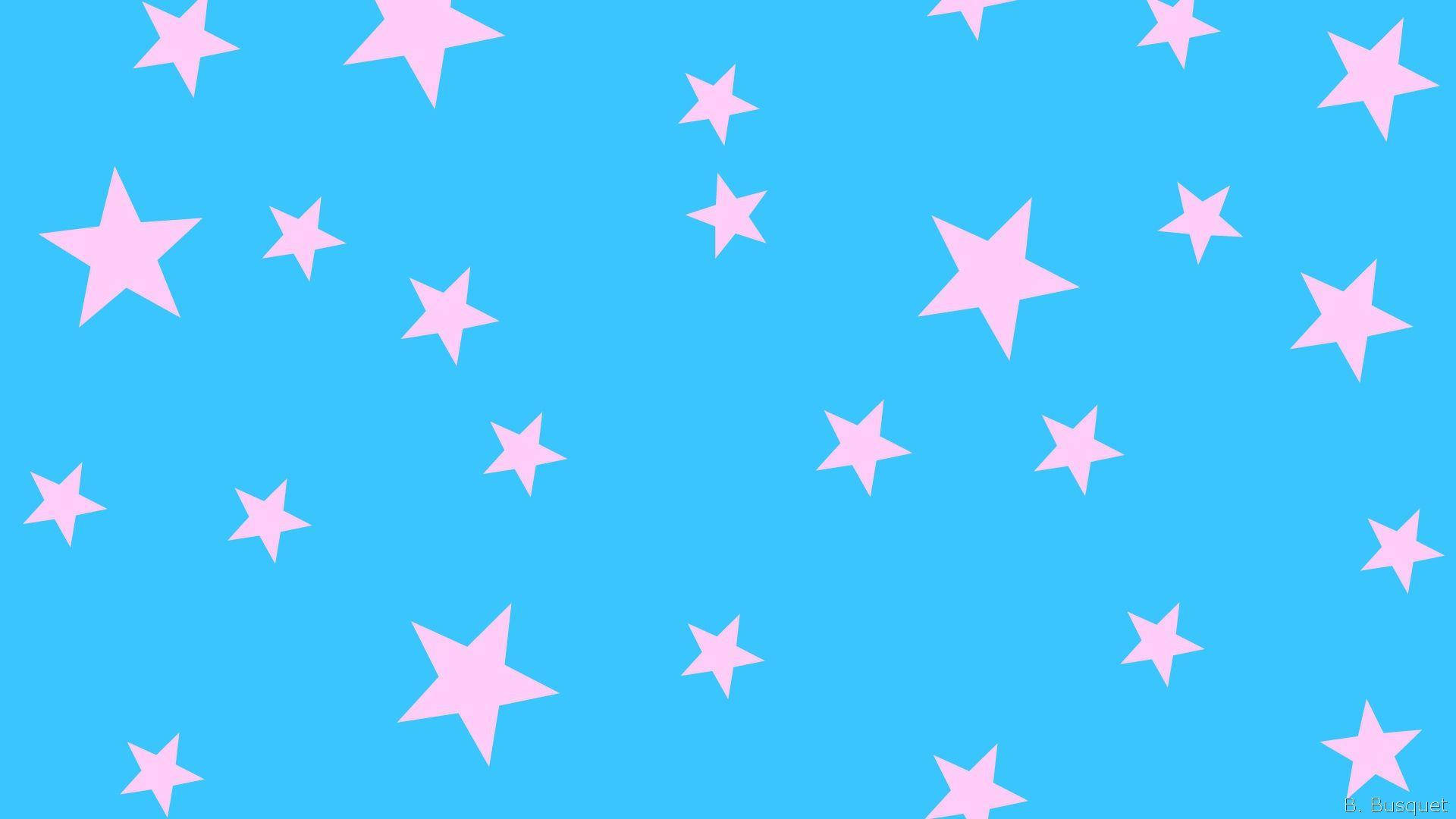 Pink Stars On Blue Background