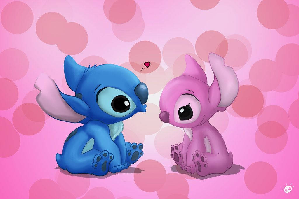 Pink Stitch With Stitch Valentine Background