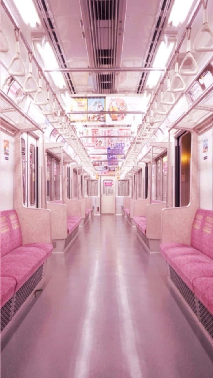 Pink Subway Train Interior Background