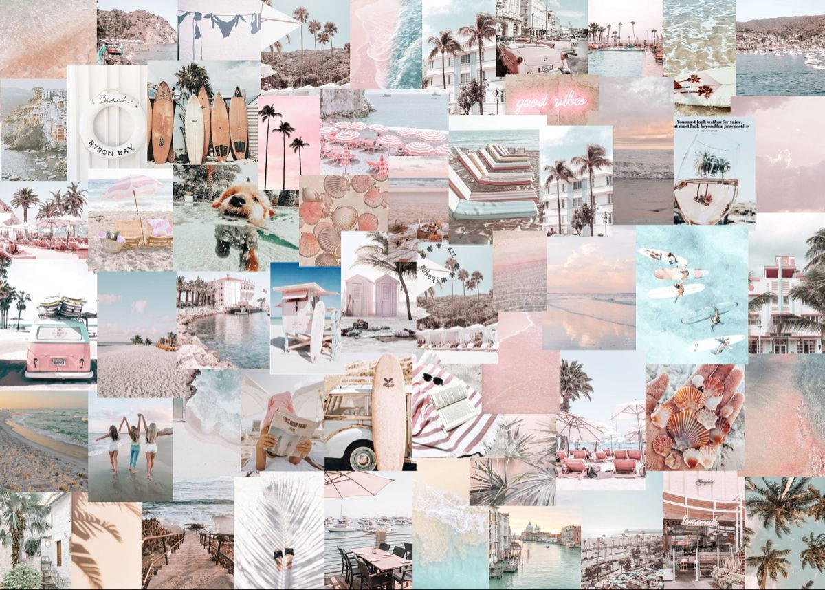 Pink Summer Vibes Aesthetic Collage Laptop
