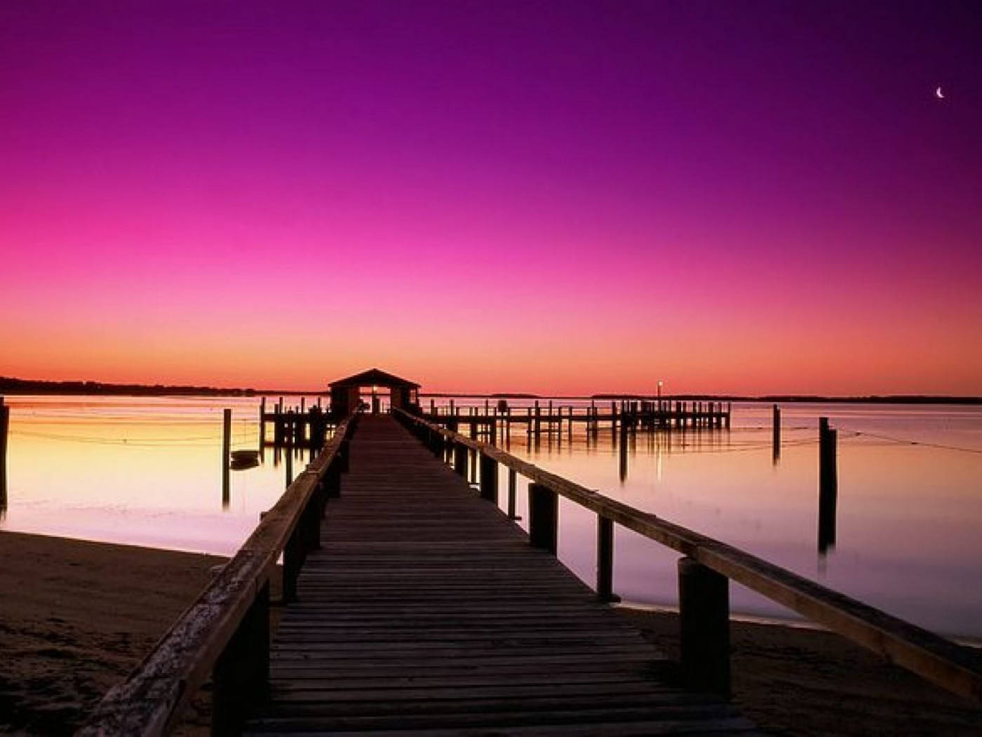 Pink Sunset Dock Background