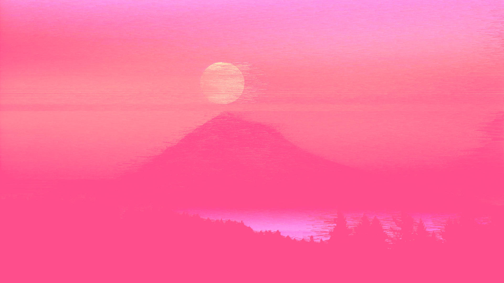 Pink Sunset Mountain View Background