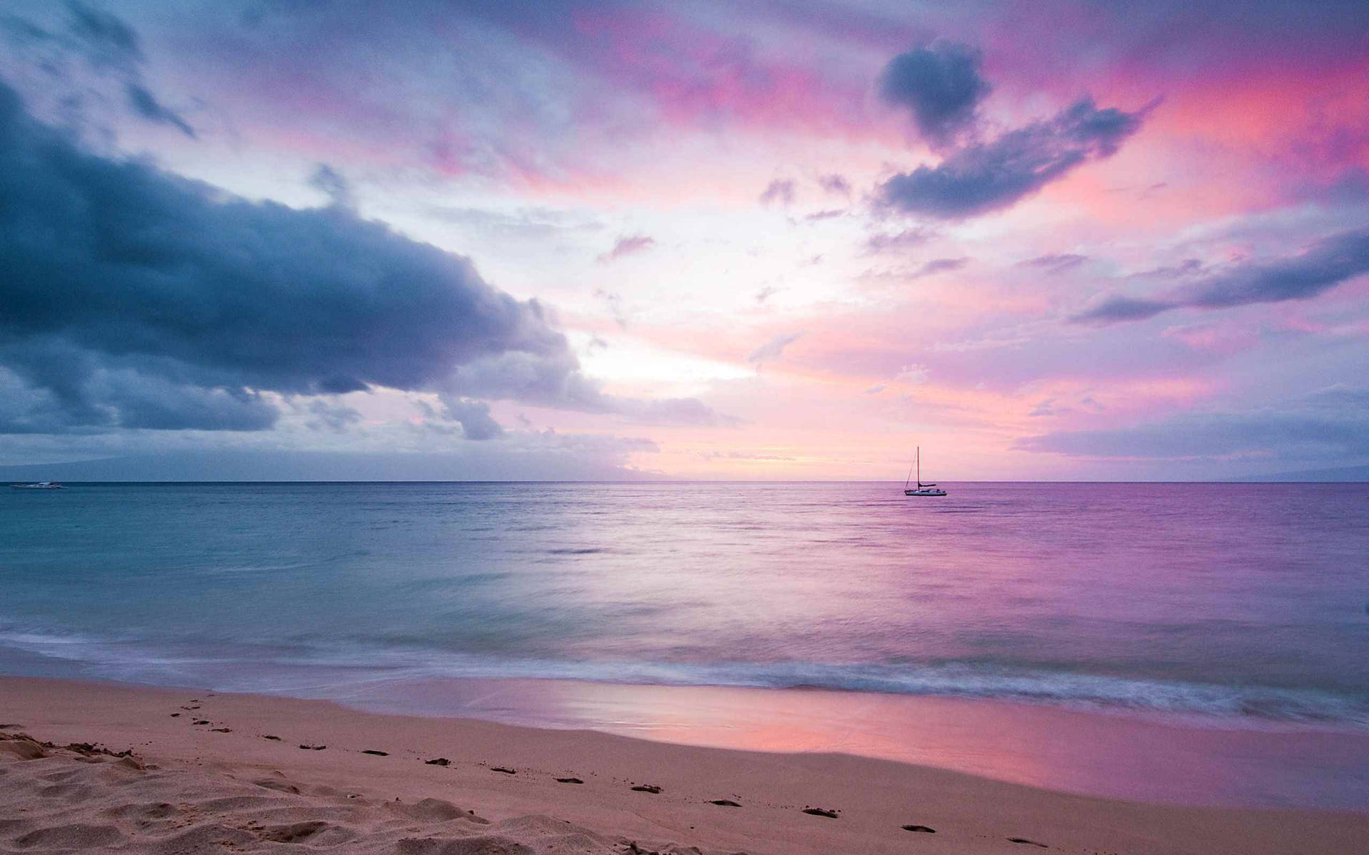 Pink Sunset On The Beach Background