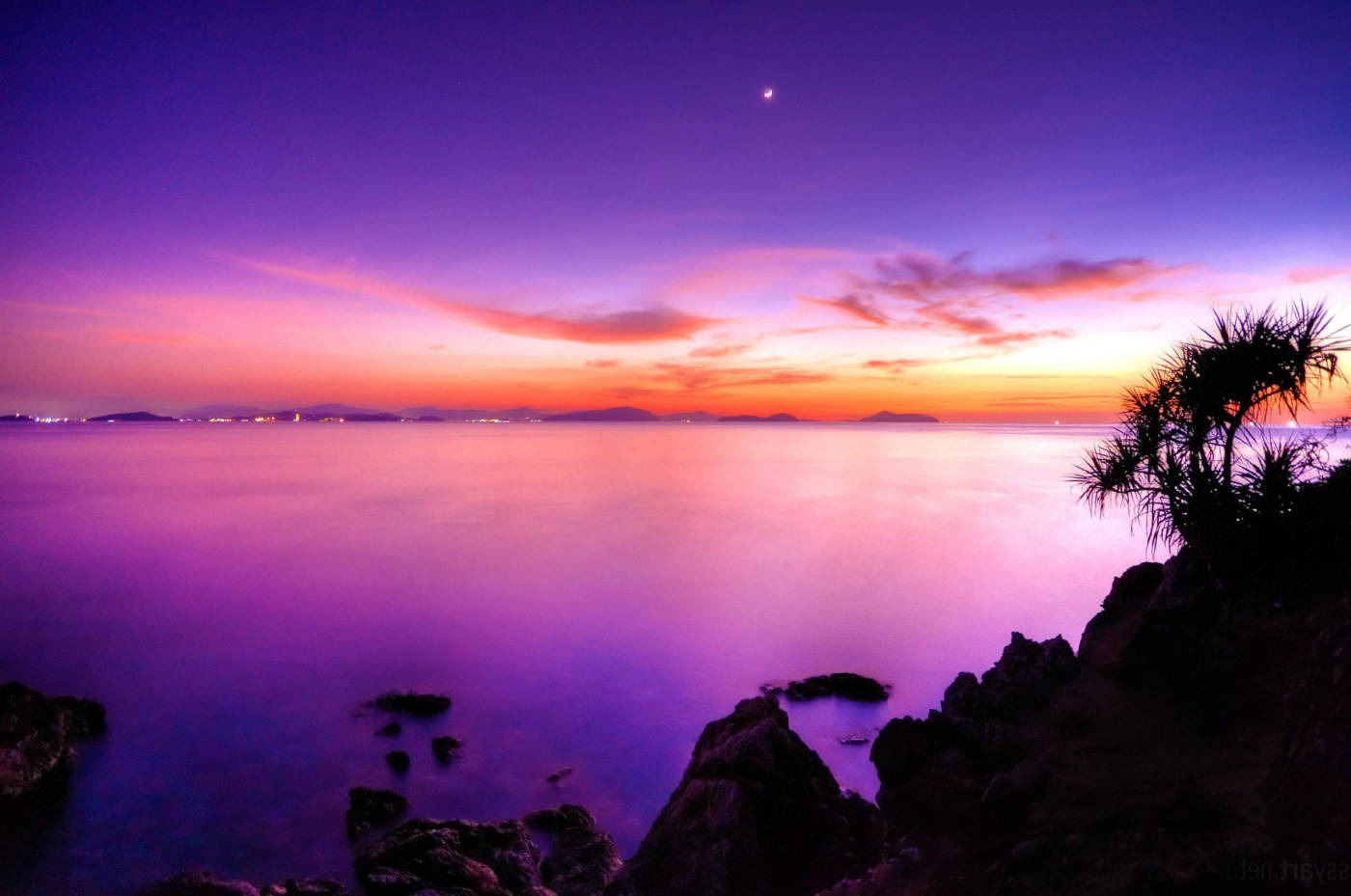 Pink Sunset Over Cliffs Background