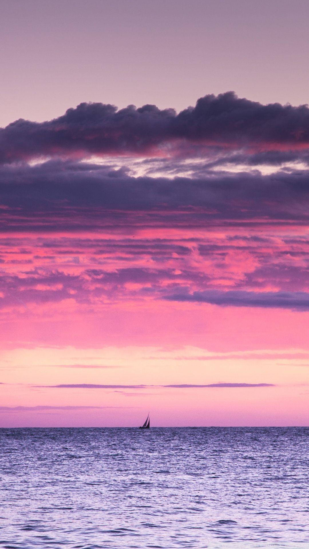 Pink Sunset Sailboat Background