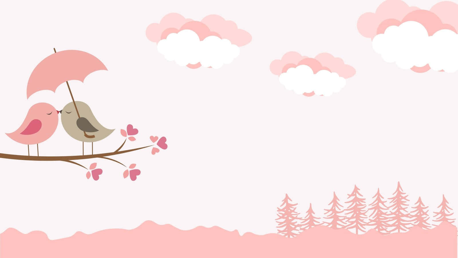 Pink Themed Loved Birds Cute Pc Wallpaper Background