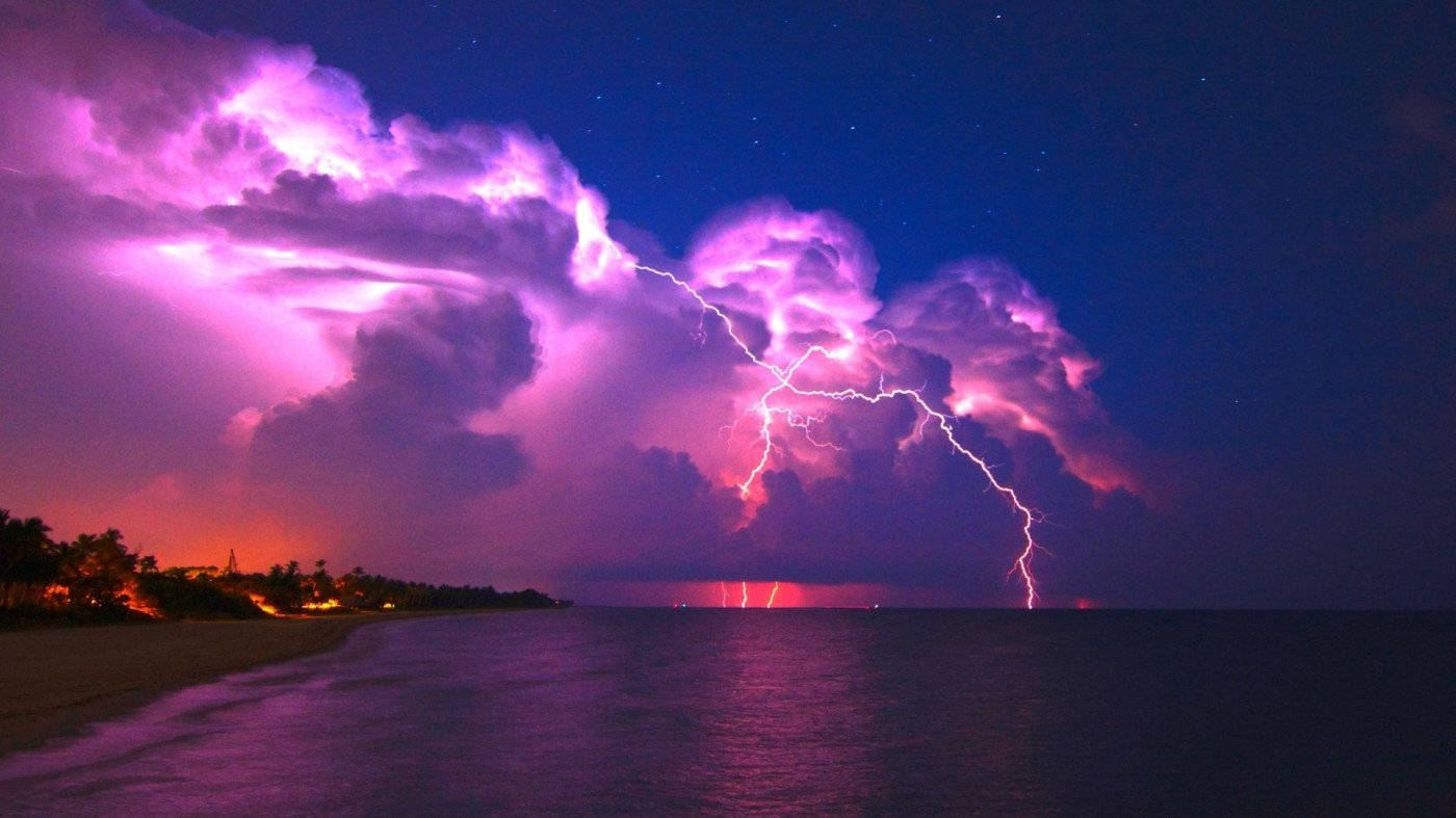 Pink Thunderstorm Clouds Background