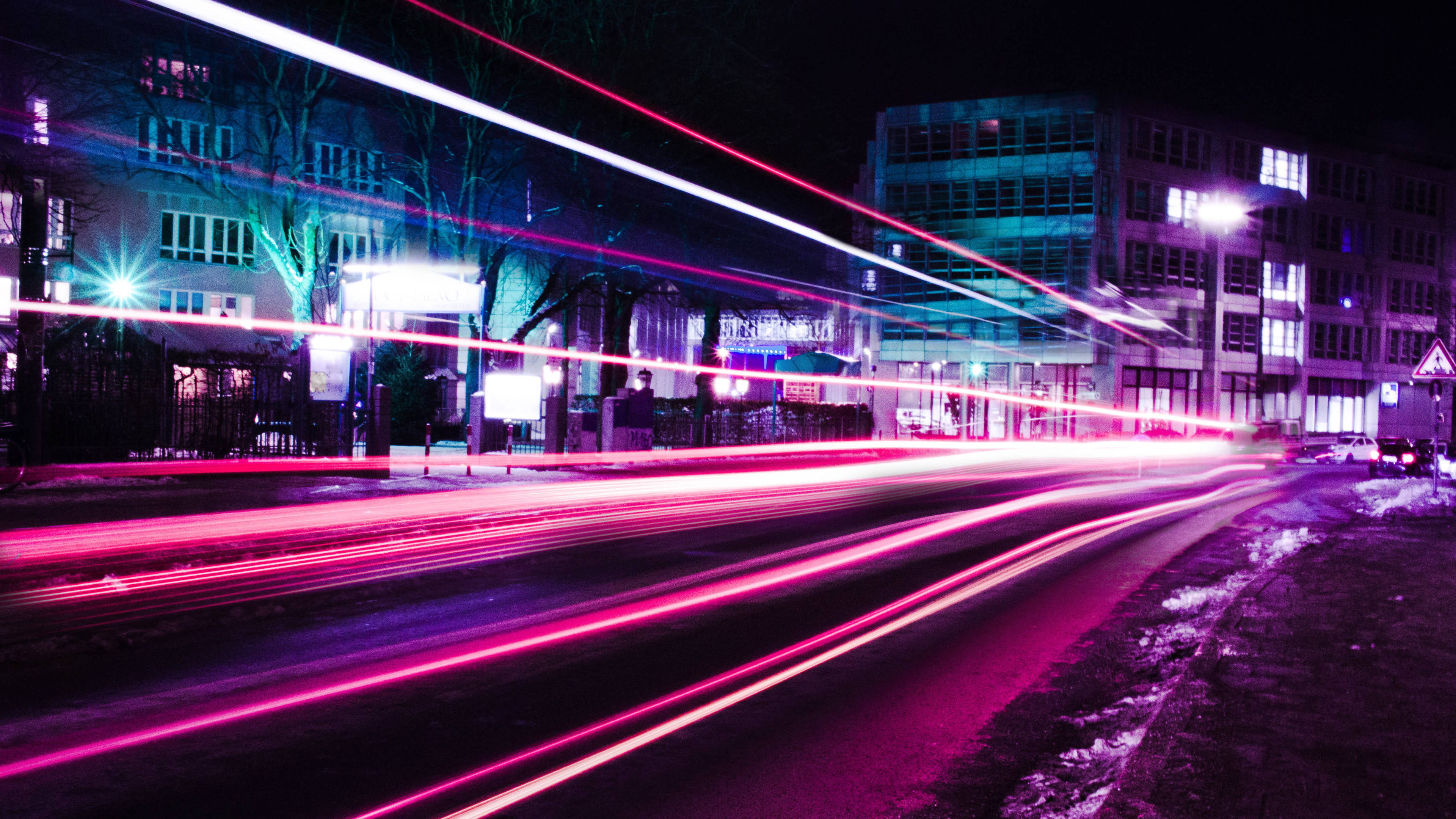 Pink Trail Lights Led 4k Background