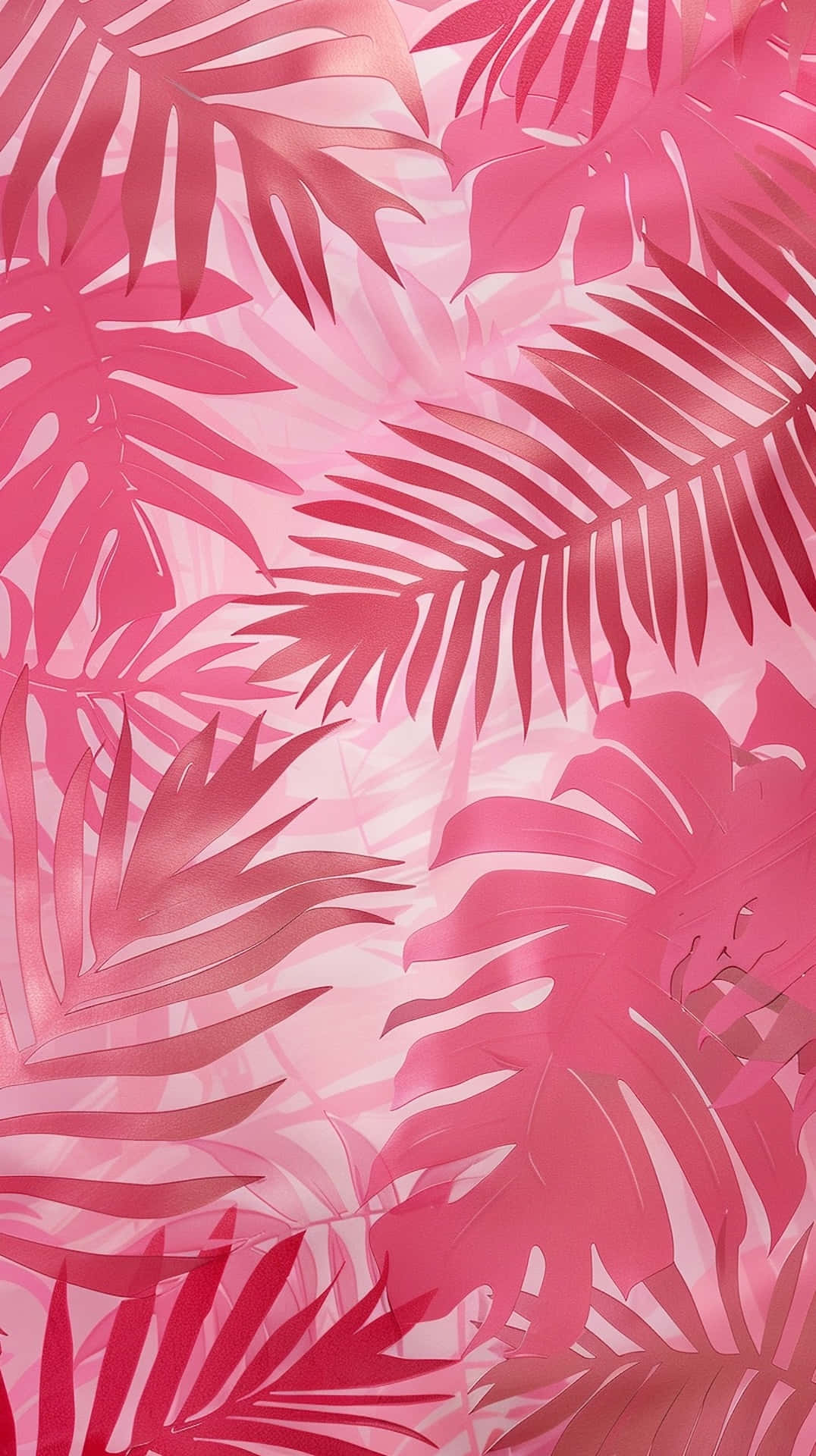 Pink Tropical Leaves Pattern Background