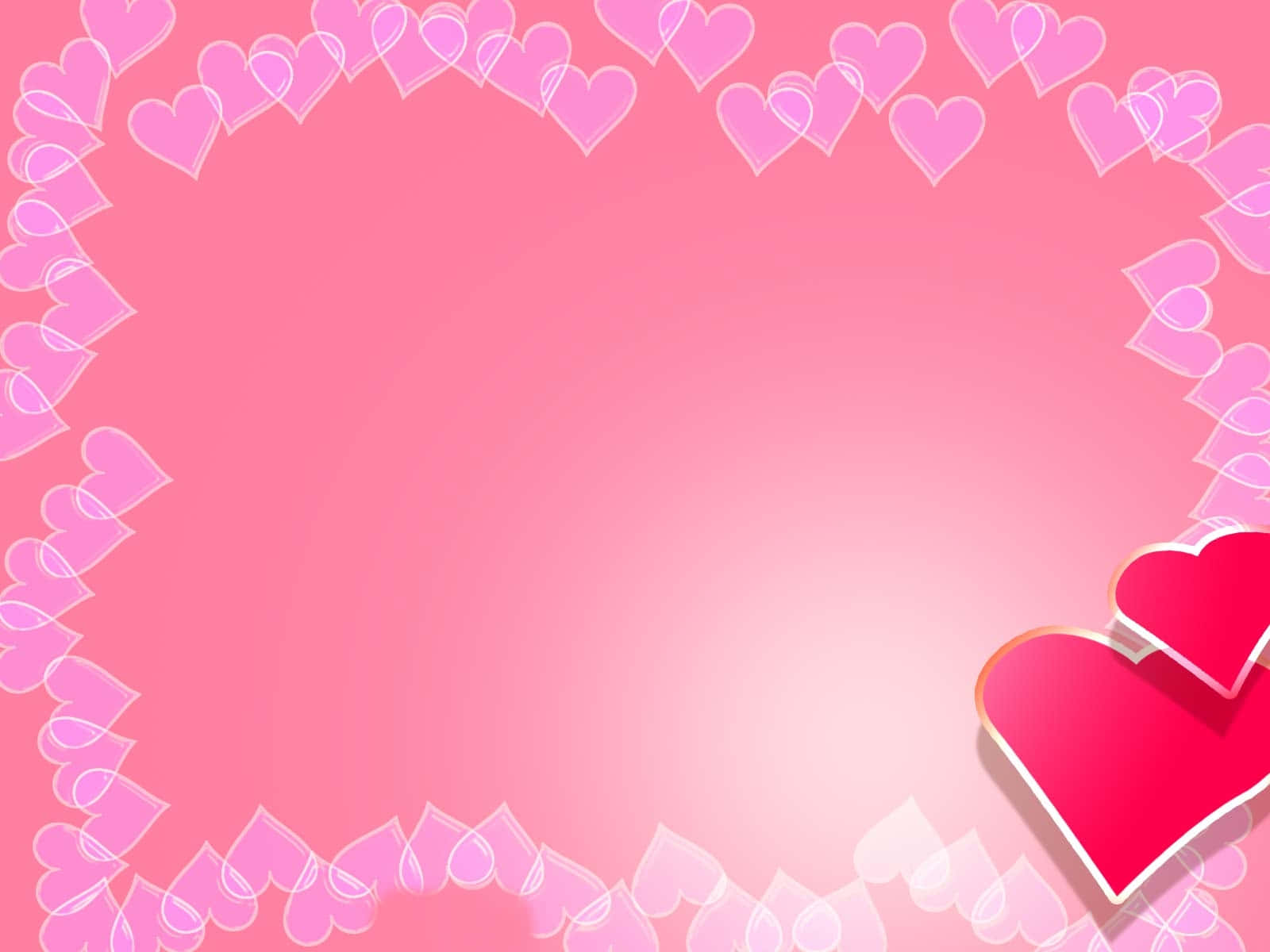 Pink Valentine Day Frames Of Hearts Background