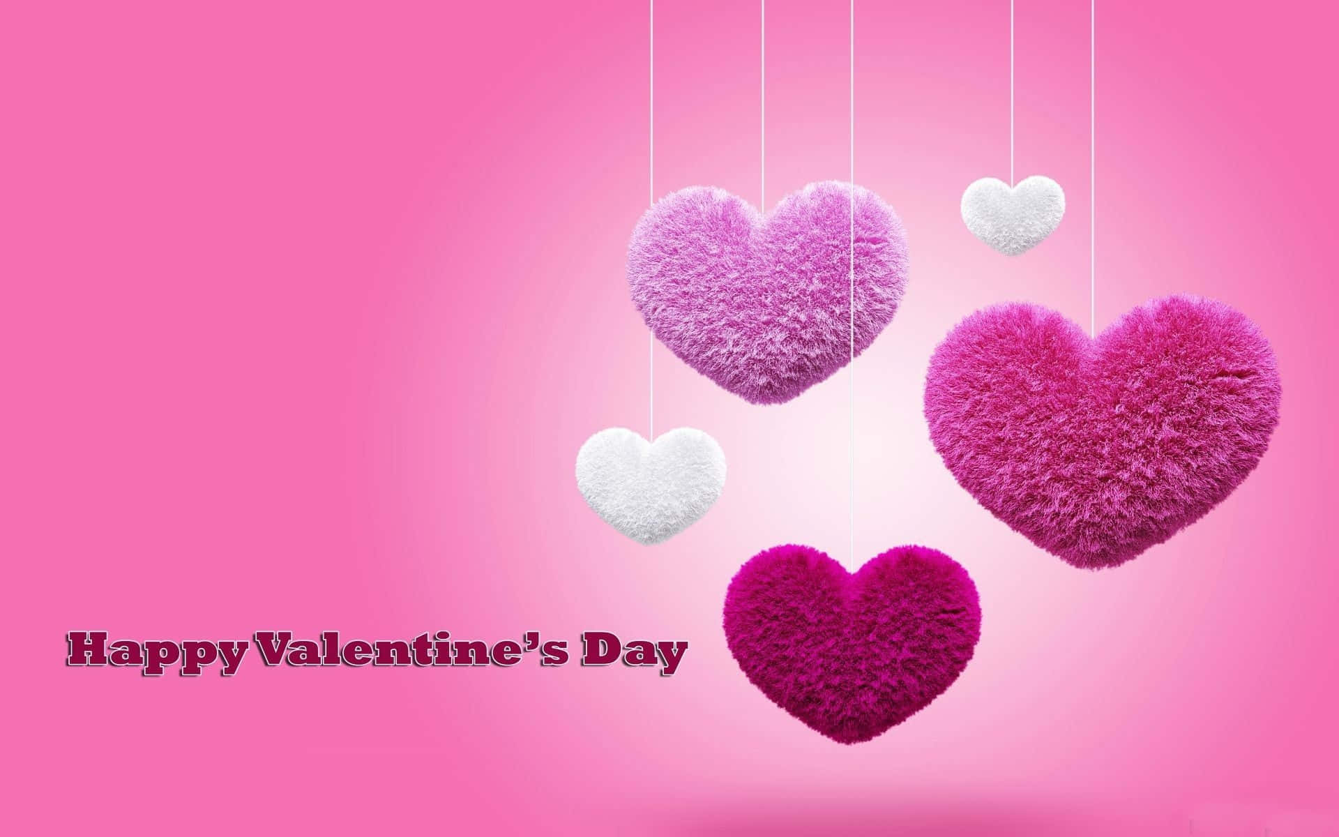Pink Valentine Day Puffy Hearts Background