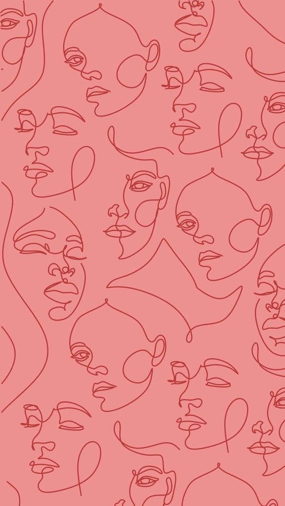 Pink Vintage Aesthetic Contour Drawing