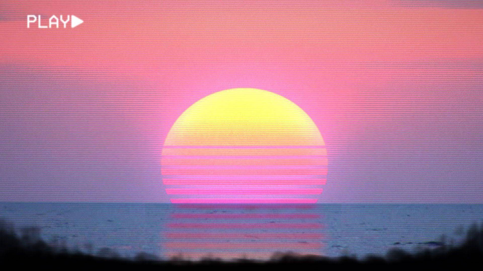 Pink Vintage Aesthetic Synthwave Sun