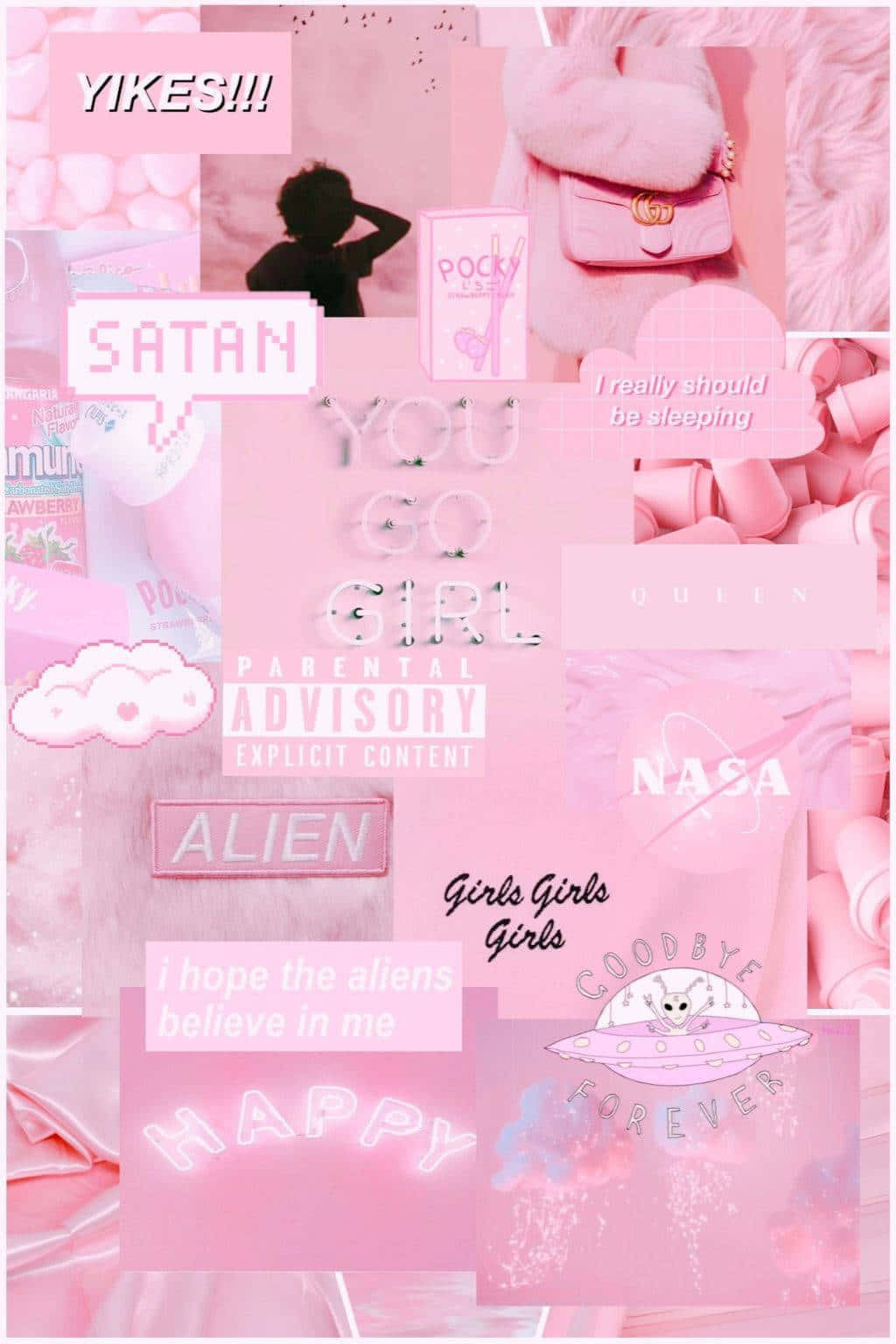 Pink Wallpaper With A Lot Of Pink Items Background