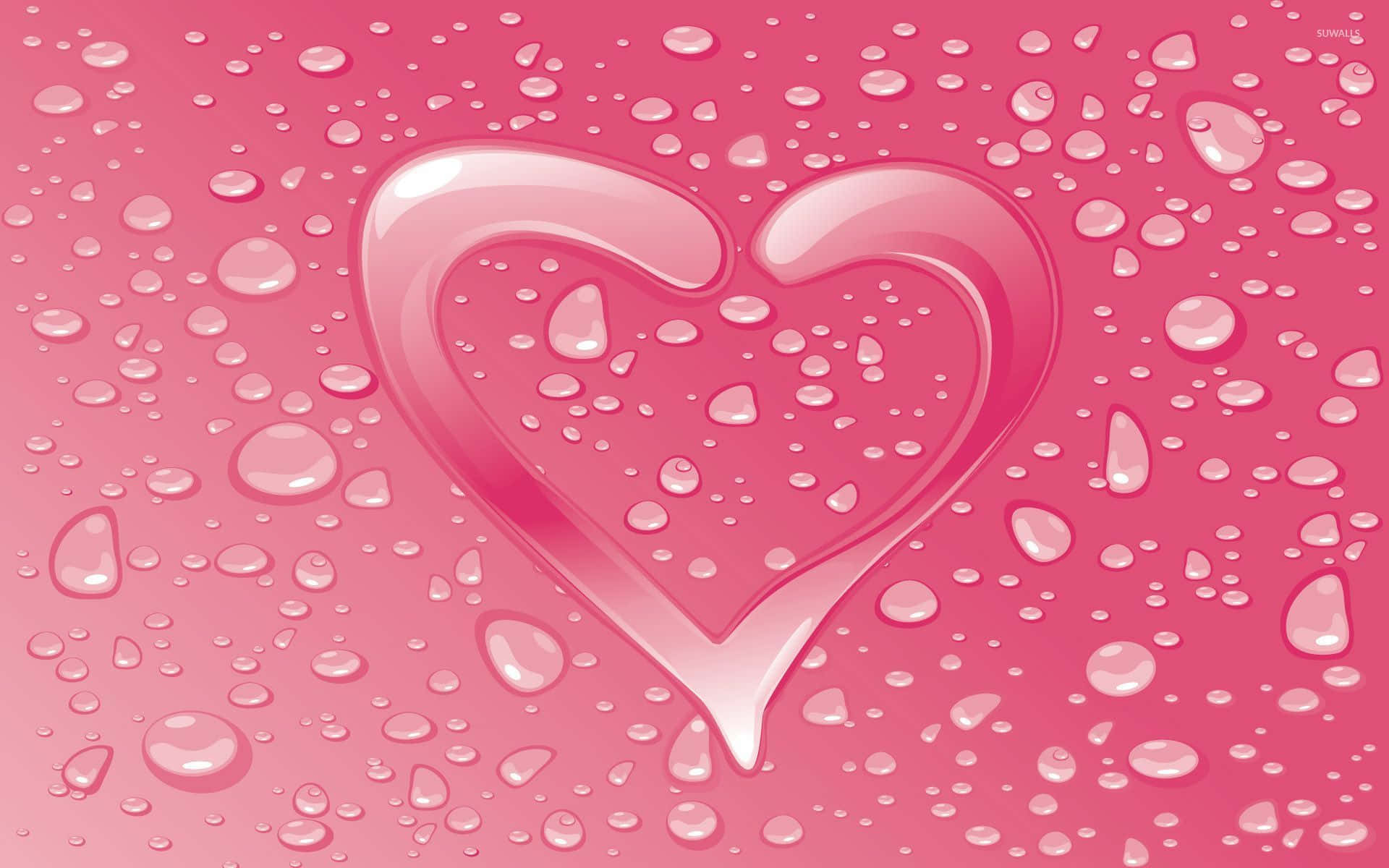 Pink Water Droplets Heart Background