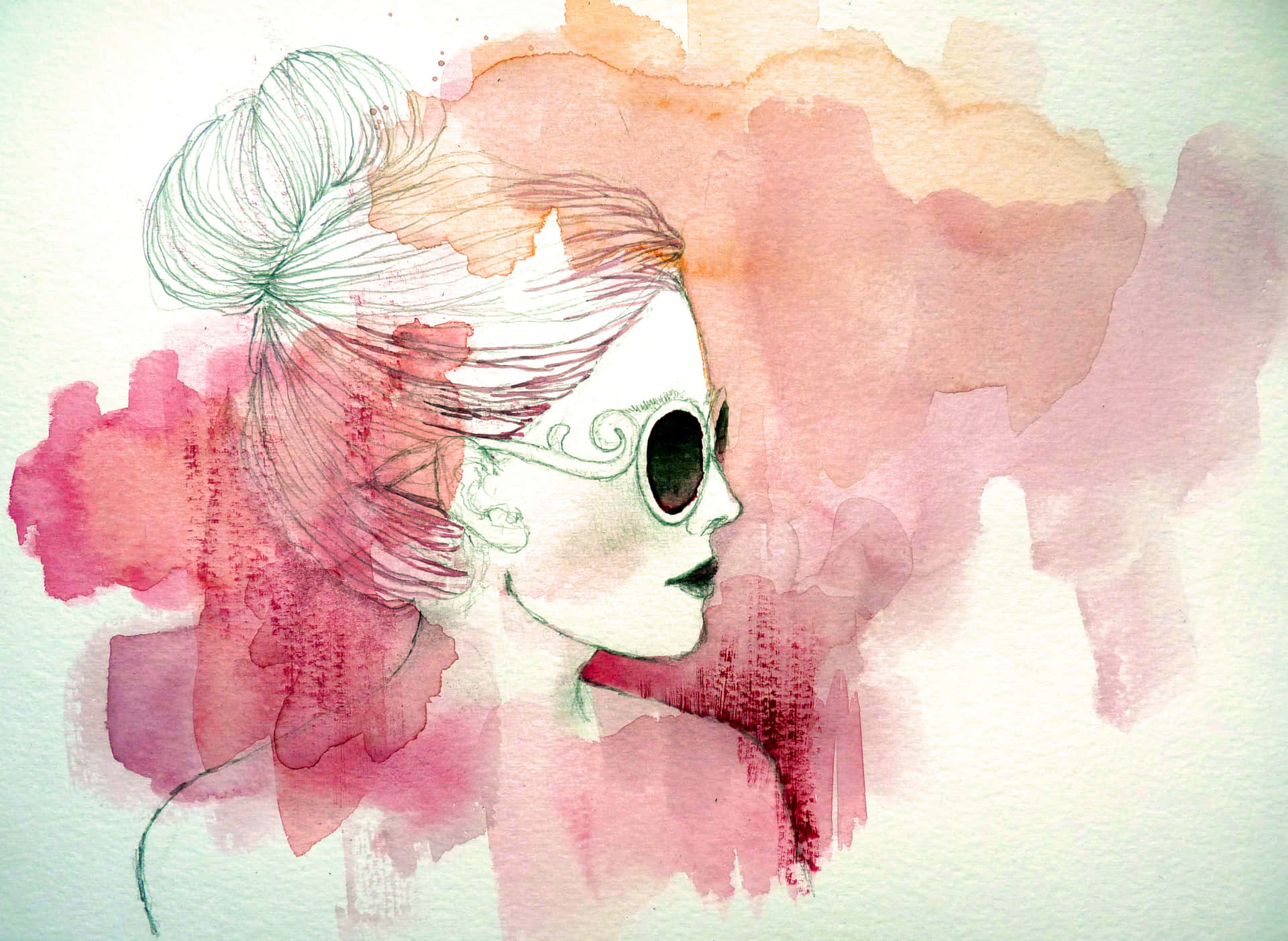 Pink Watercolor Woman For Girls Background