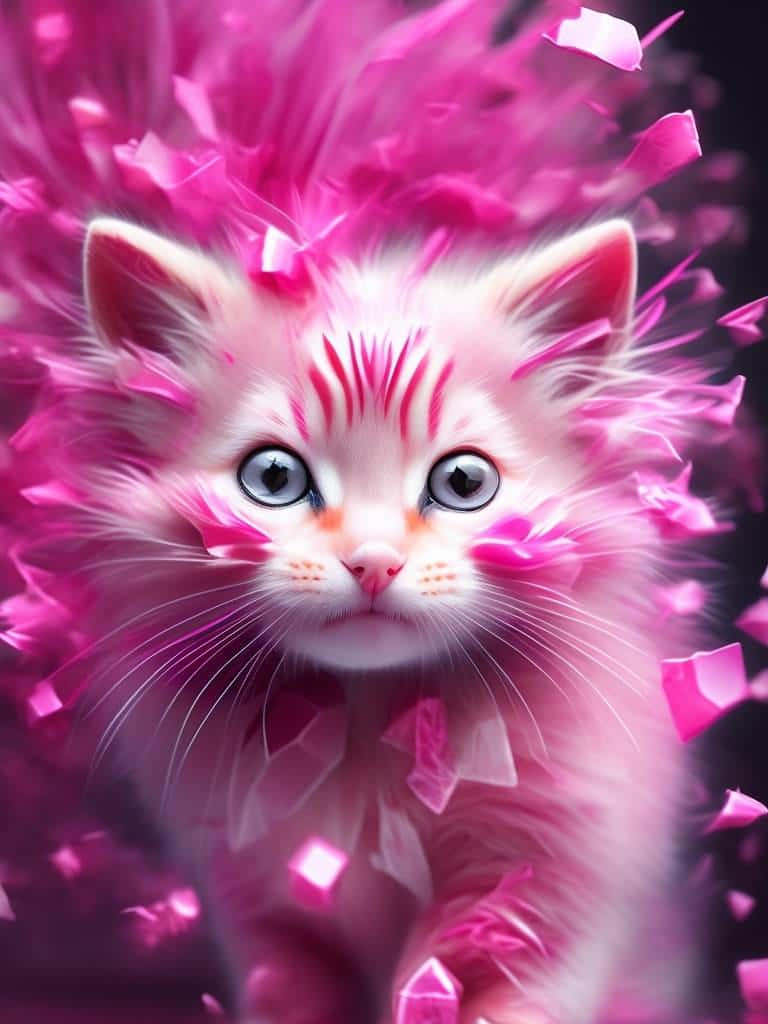 Pink Whiskered Cat Fantasy