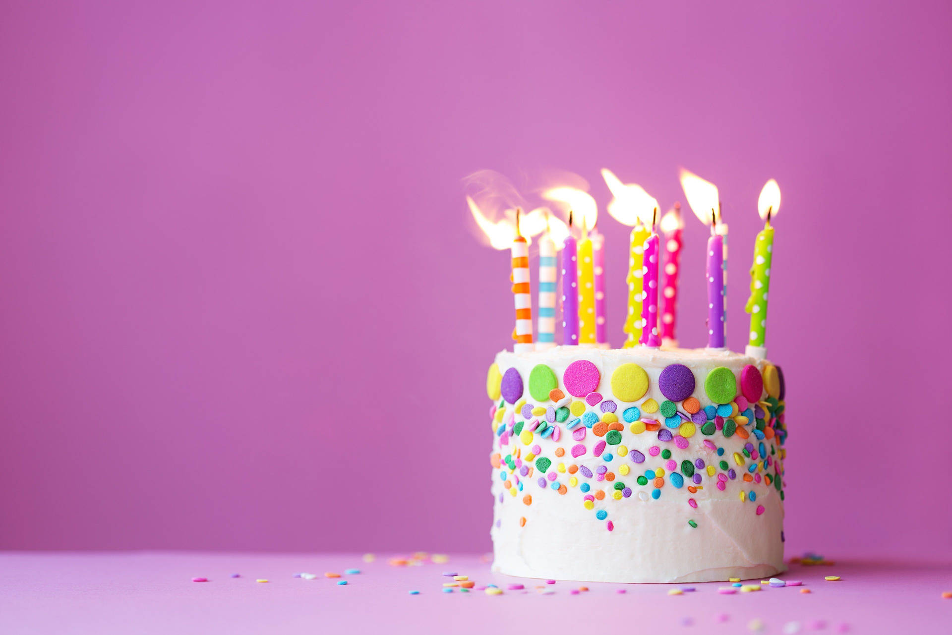 Pink White Birthday Cake Candles Background