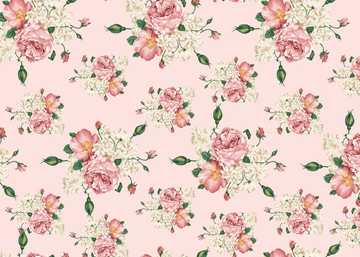 Pink White Floral Design Background