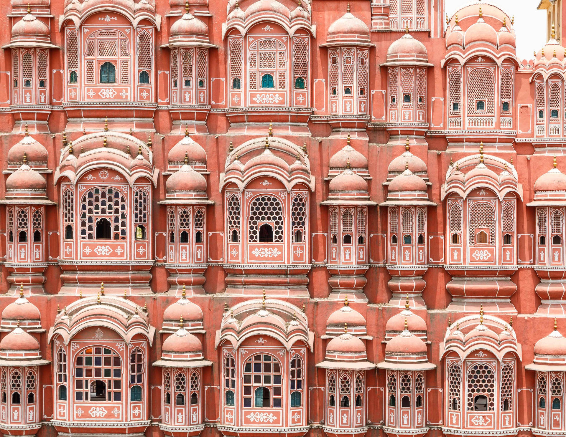 Pink Windows Façade Hawa Mahal Jaipur Background