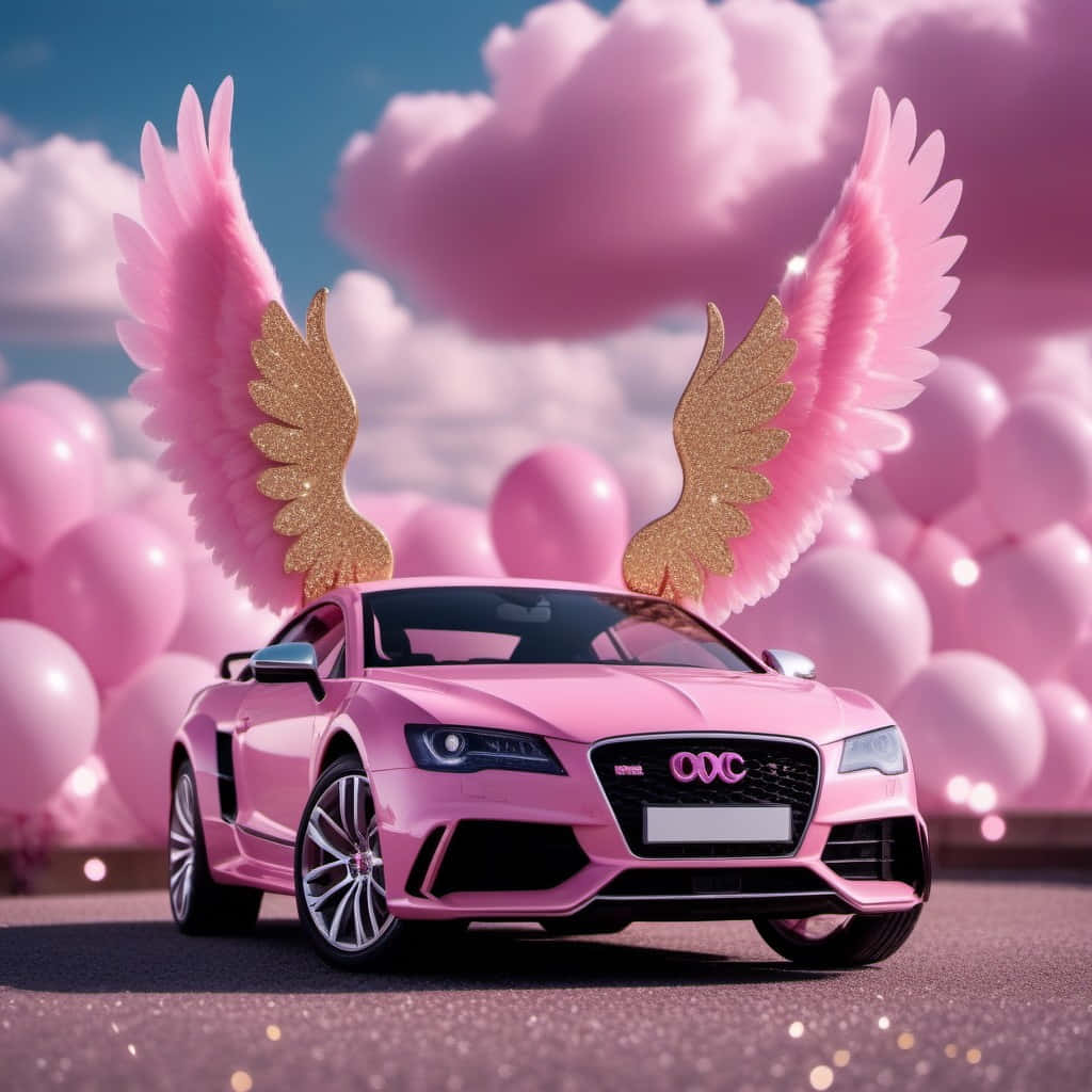 Pink Winged Audi R S5 Balloons Background