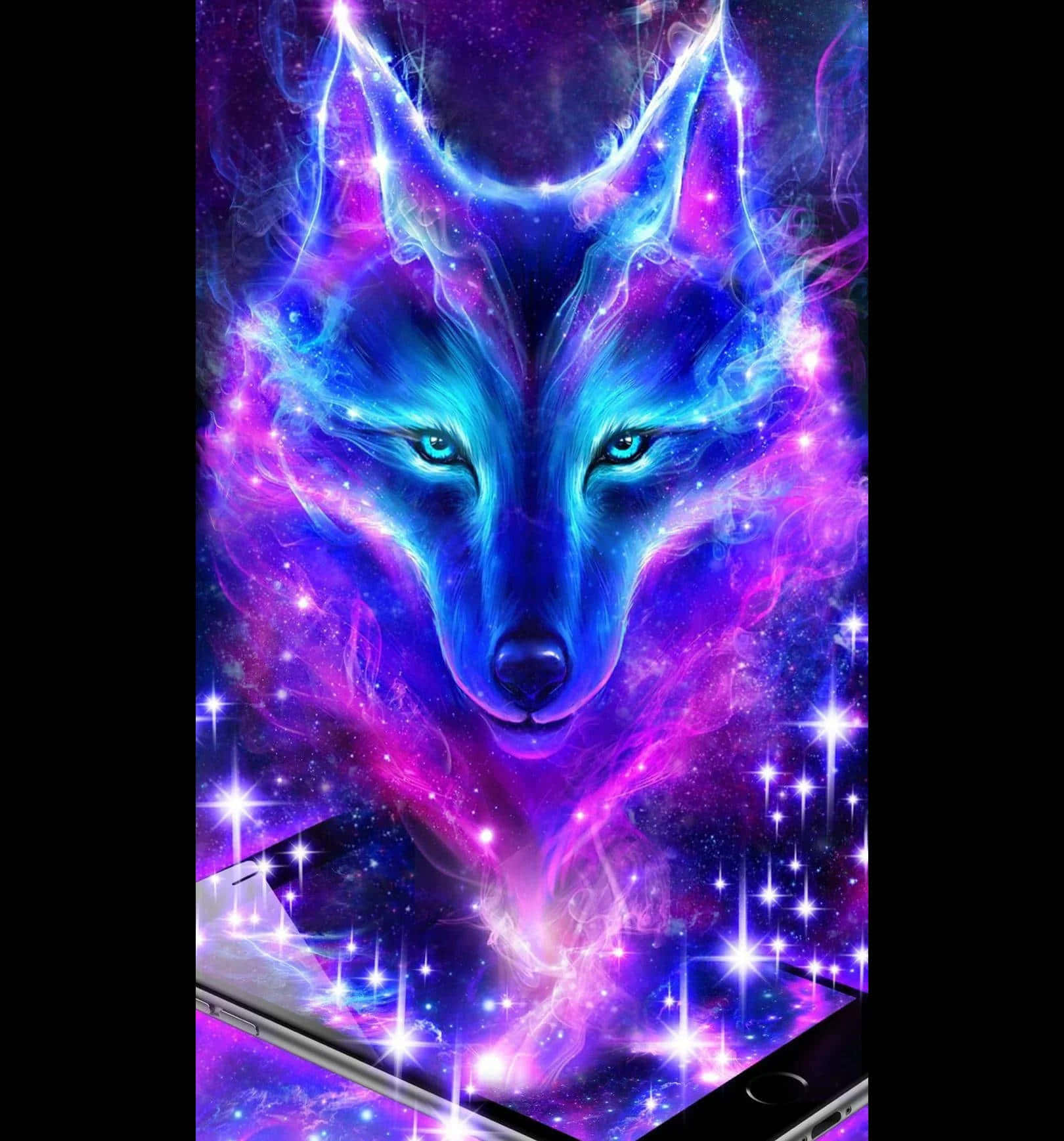 Pink Wolf Mysteriously Walks Into The Night Background