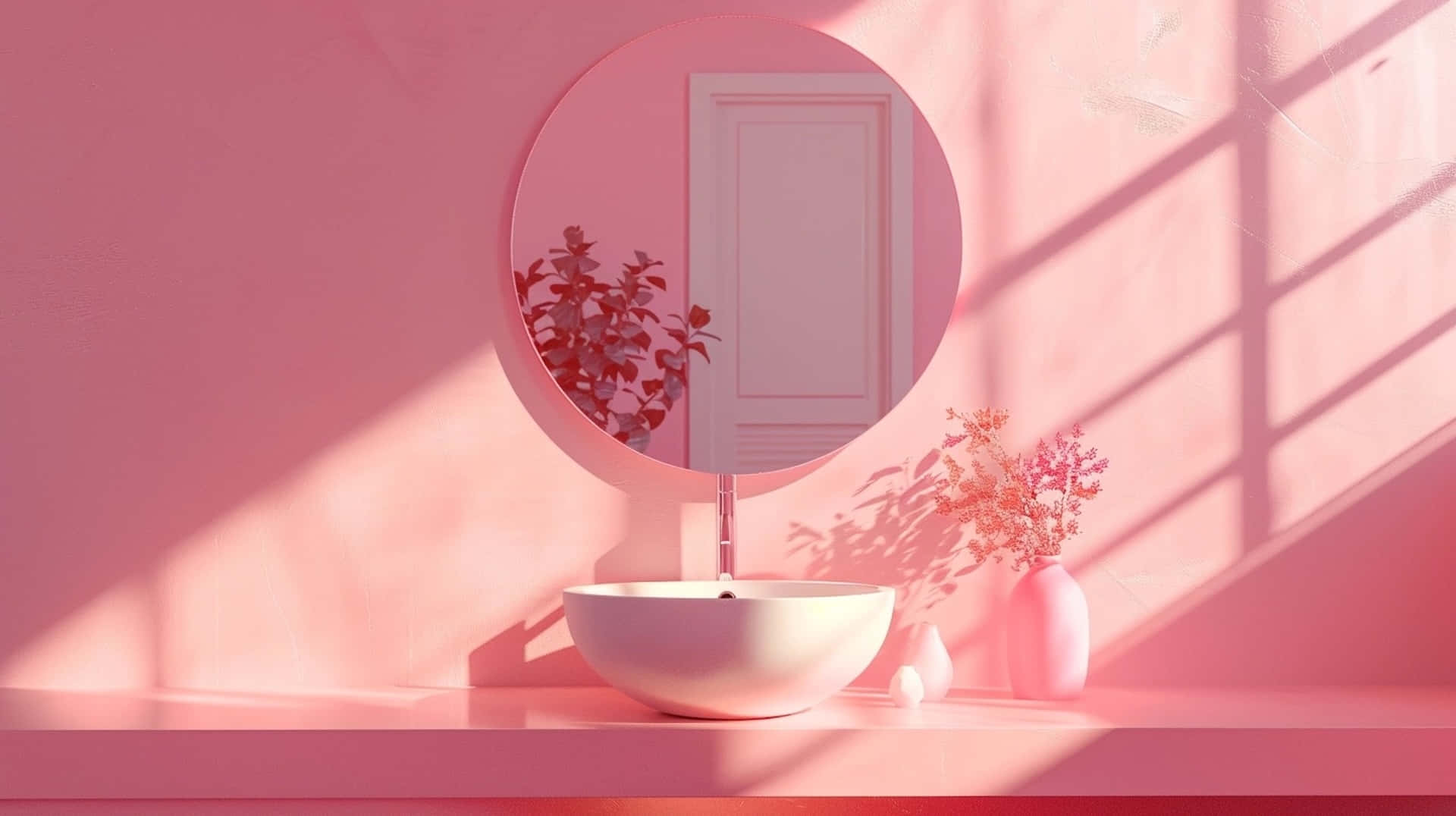 Pink Y2 K Aesthetic Bathroom Scene Background
