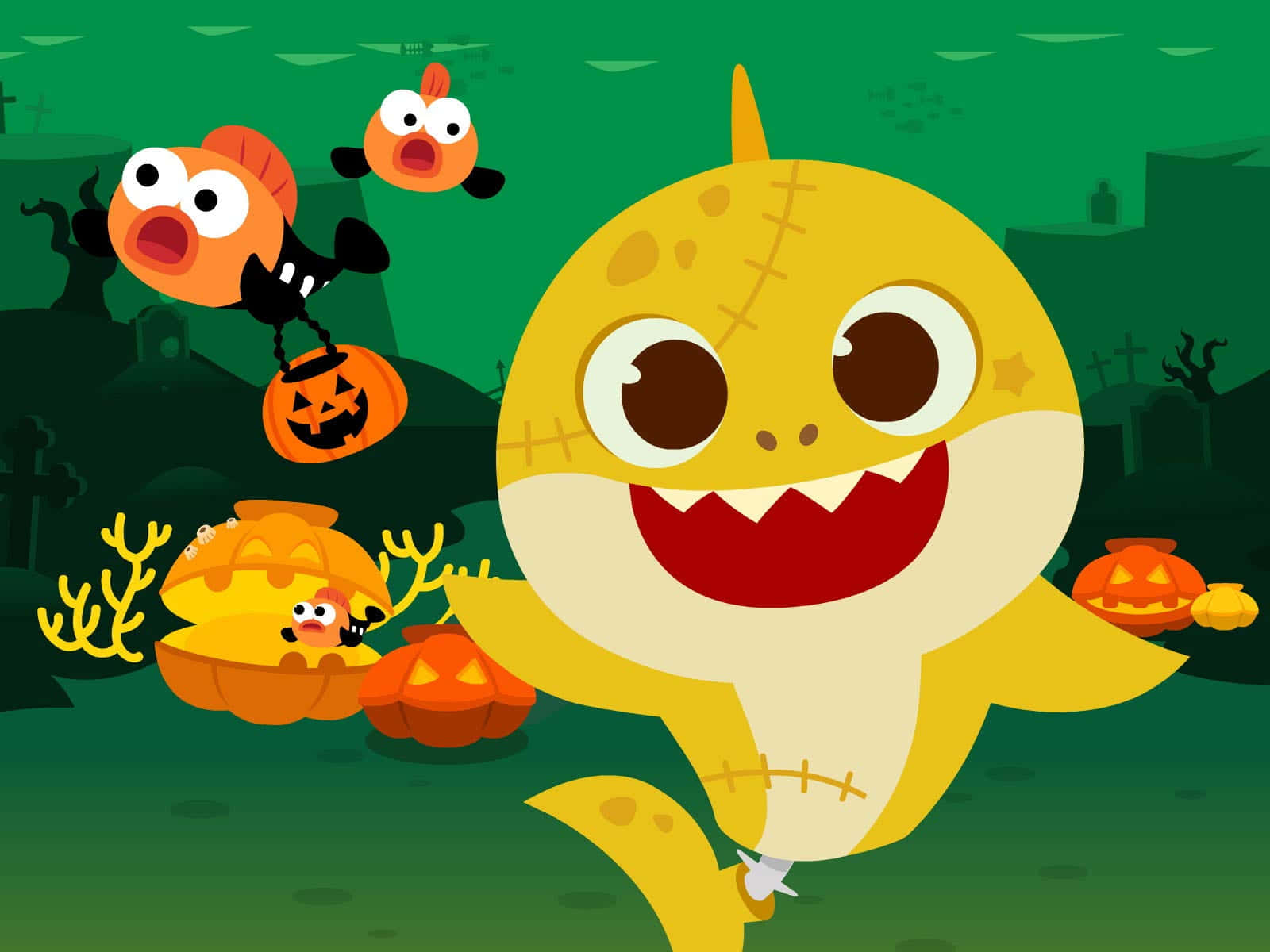 Pinkfong Baby Shark Halloween Attire Background