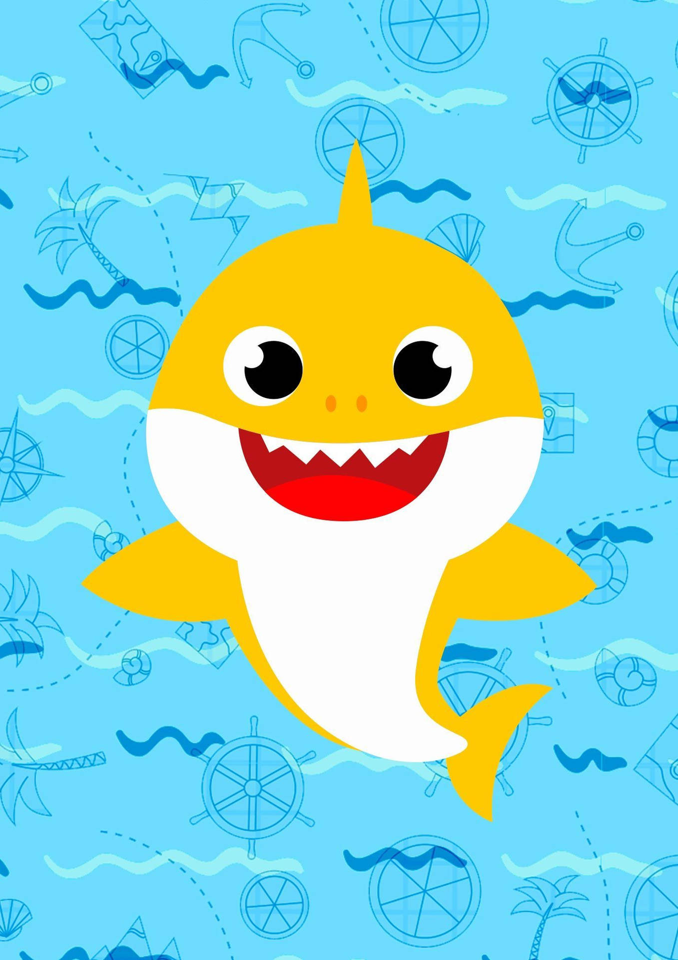 Pinkfong Baby Shark Smiling Yellow Background