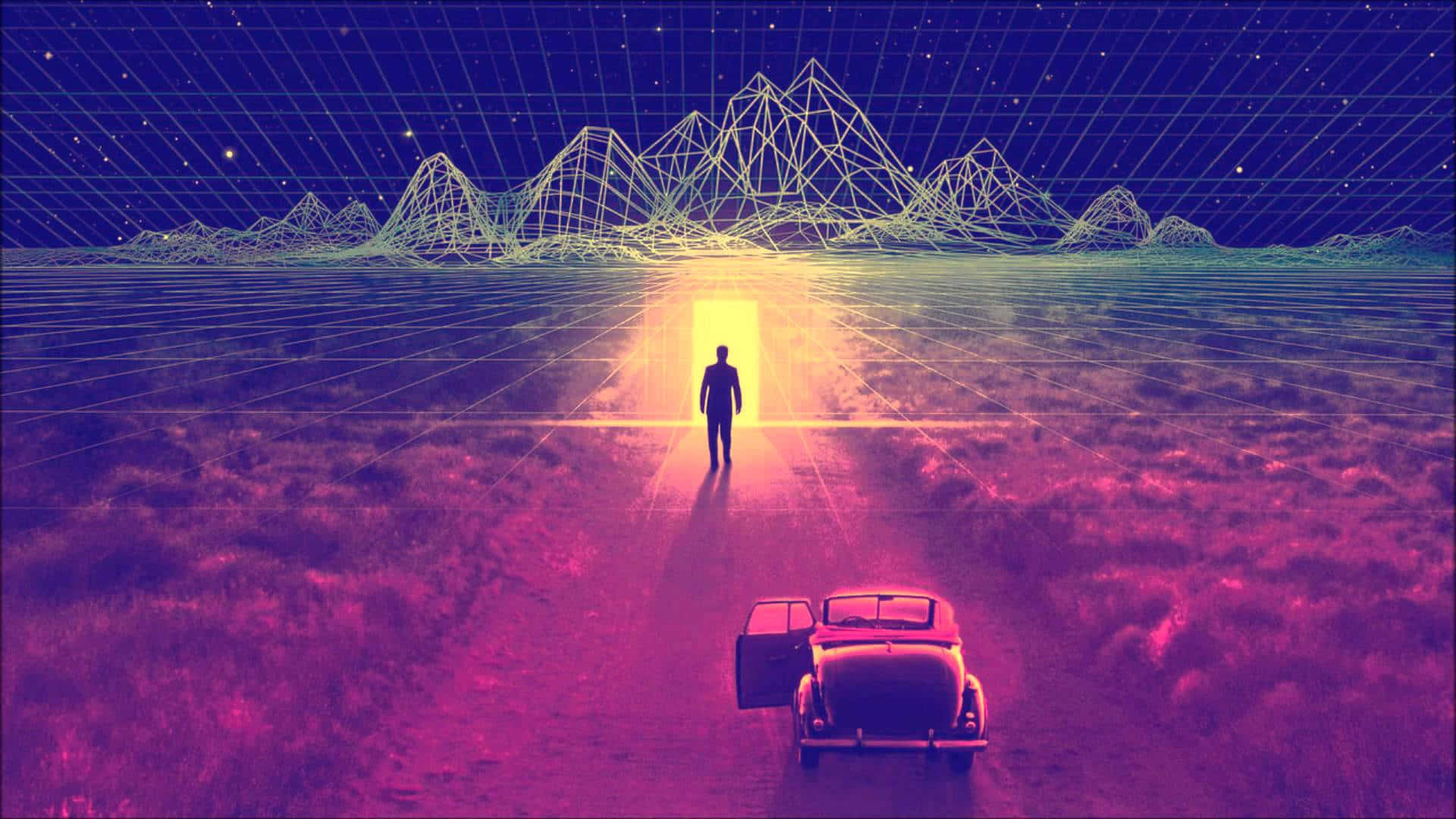 Pinkish 80s Aesthetic The Thirteenth Floor Digital Art Background