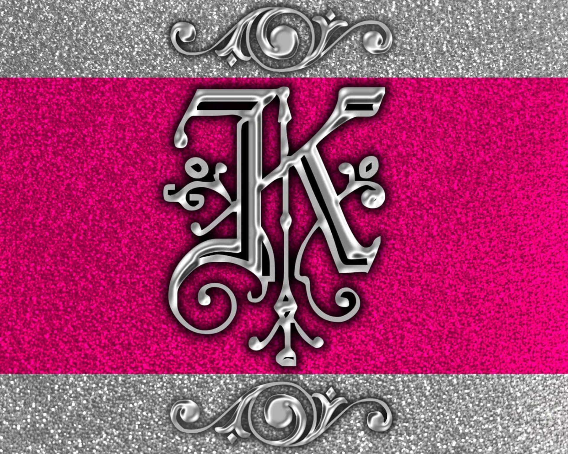 Pinkish Silver Letter K