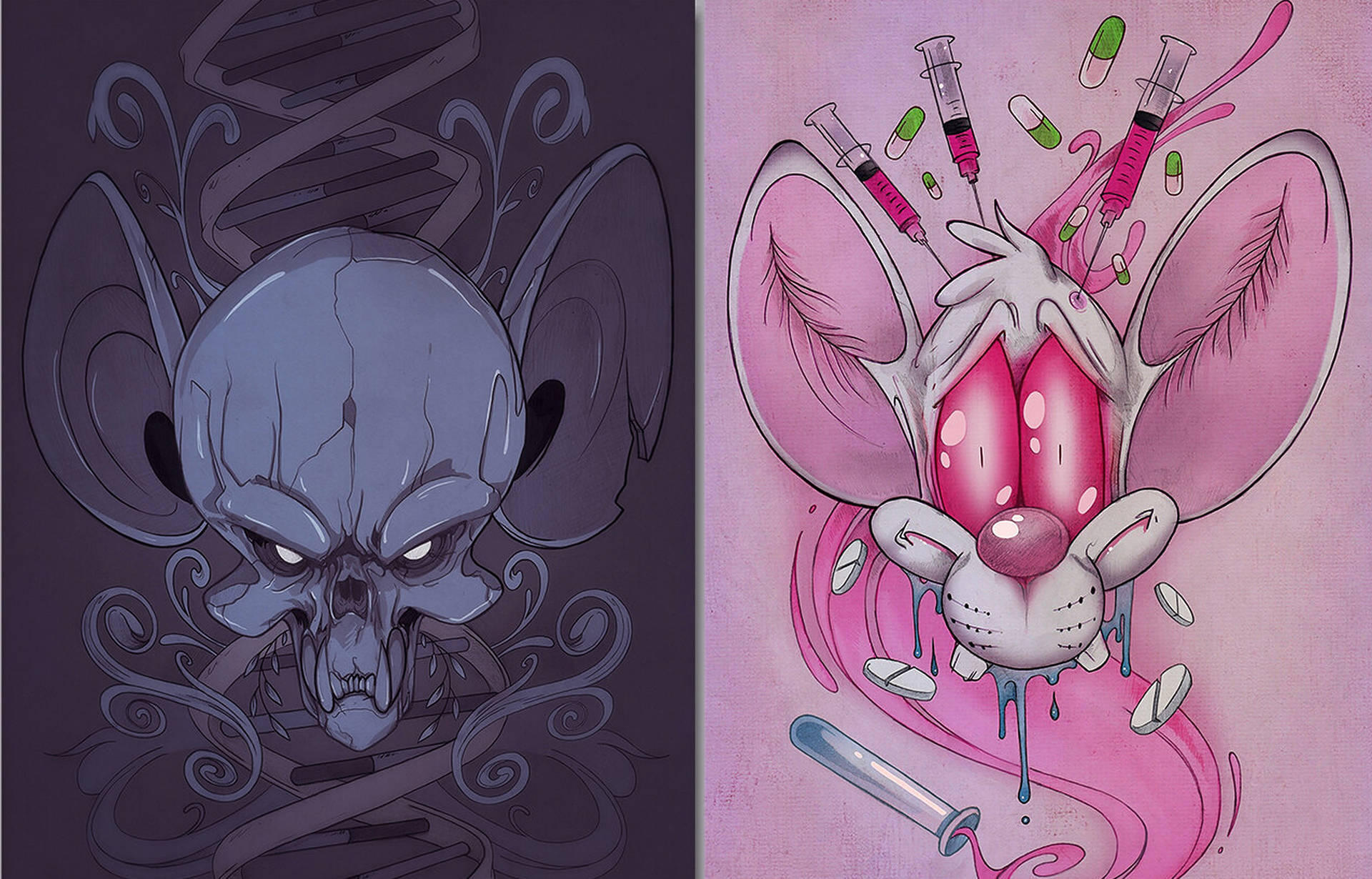 Pinky And The Brain Creepy Art Background
