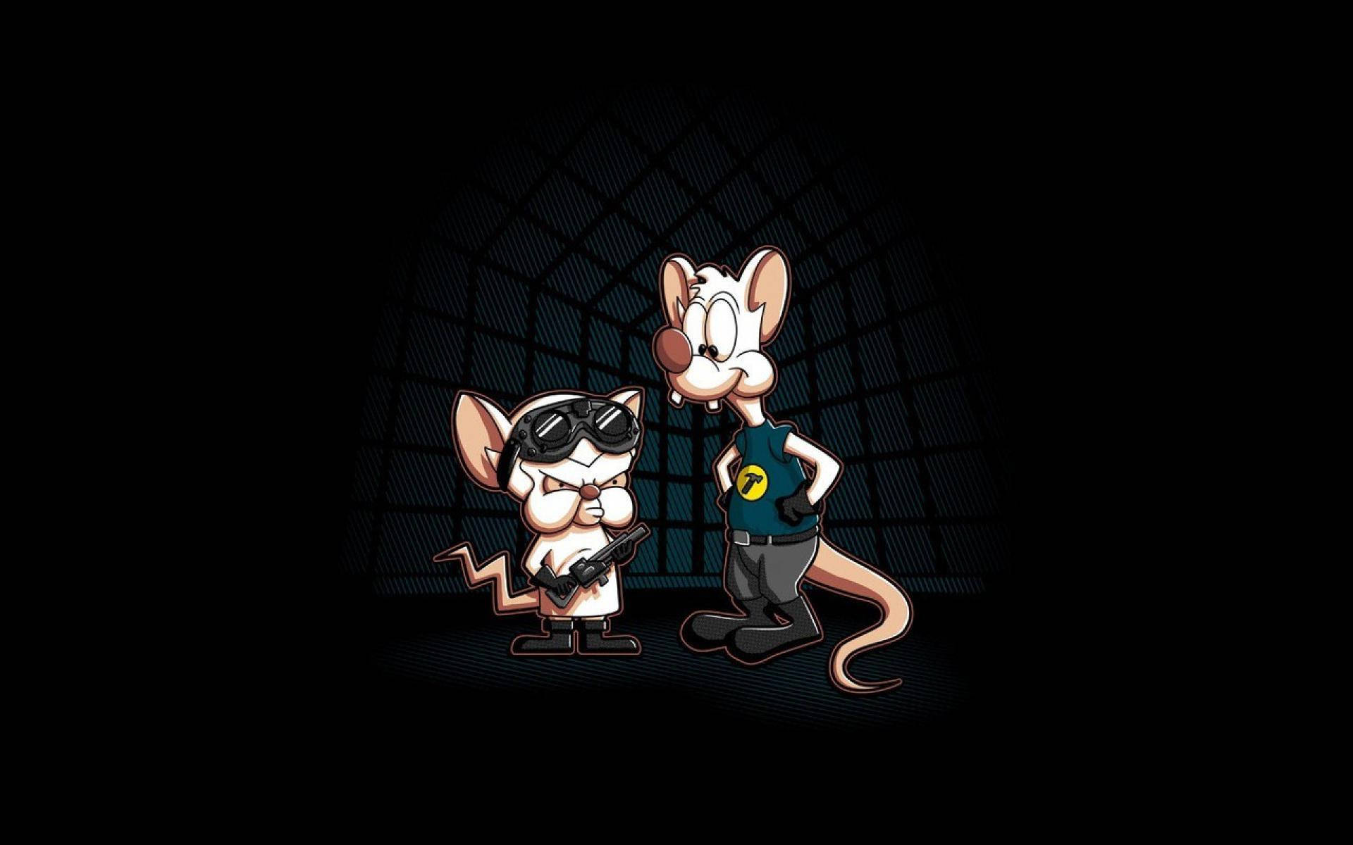 Pinky And The Brain With Gun Background