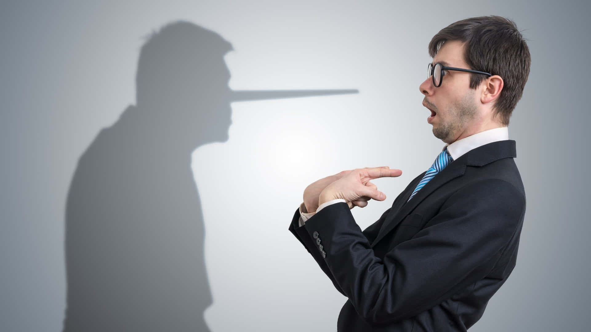 Pinocchio Effect Businessman Lying Background