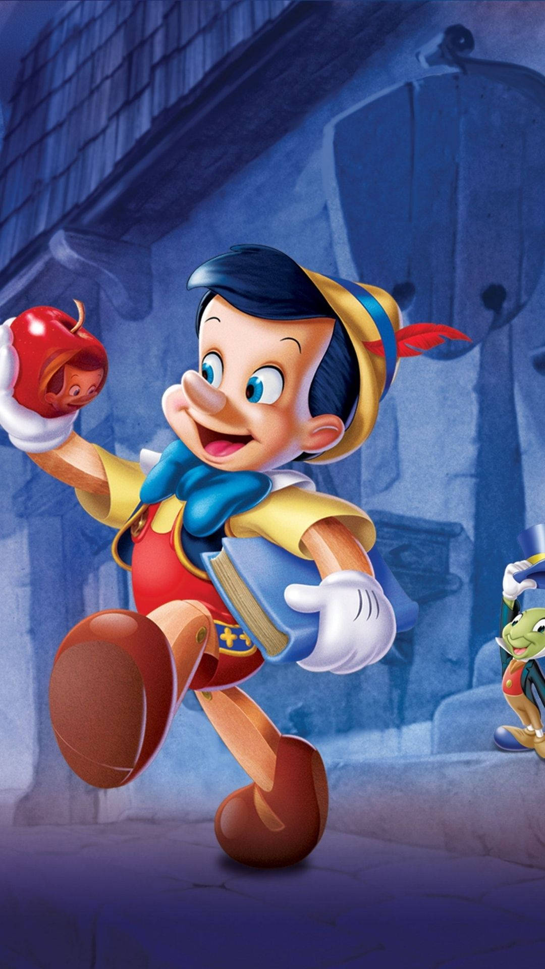 Pinocchio Red Apple Background