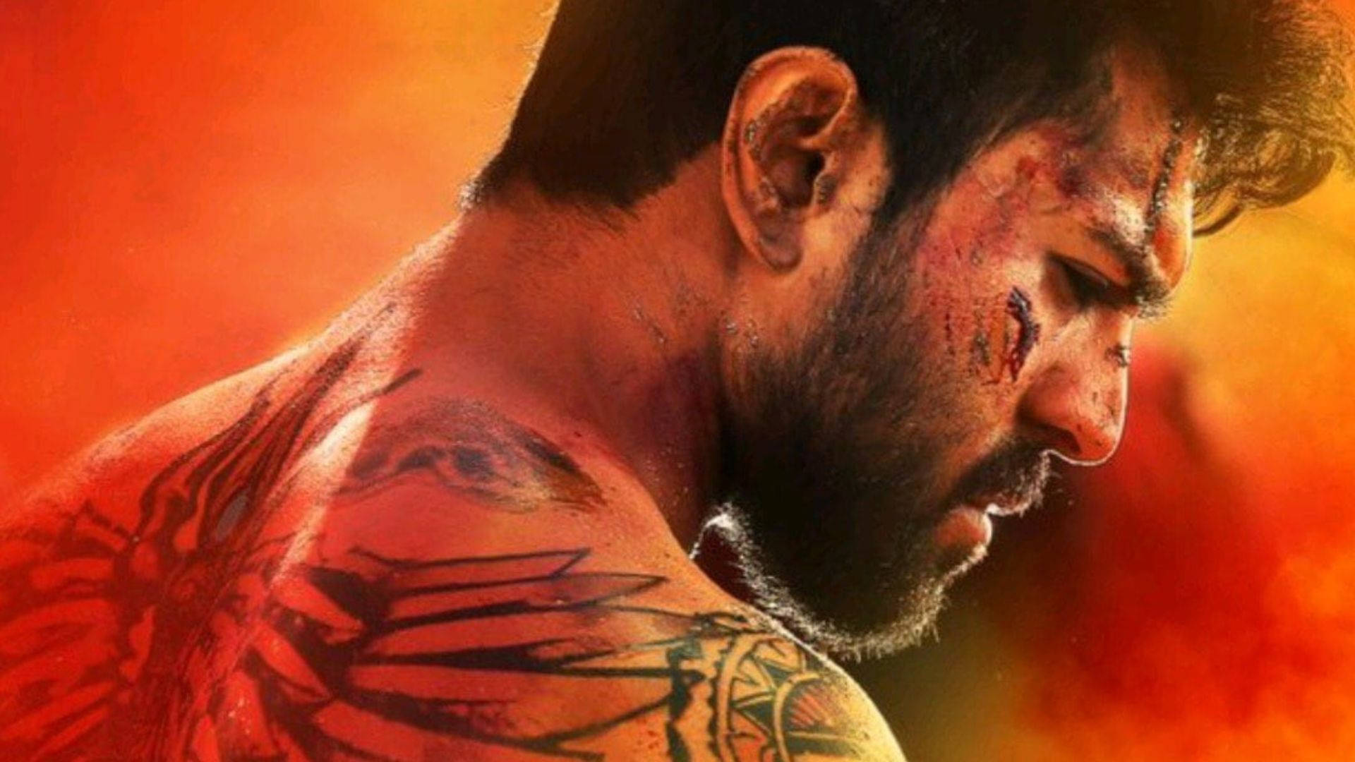 Pioneering Actor Ram Charan In High Definition Showcasing His Impressive Back Tattoos.