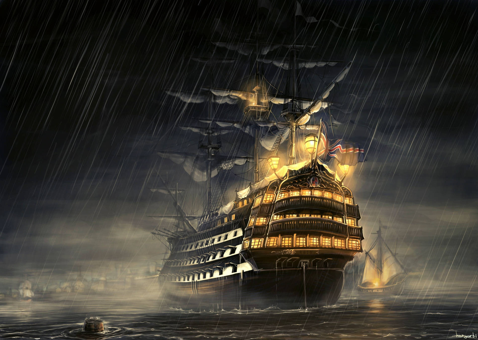 Pirate Sailing Ship Art Background