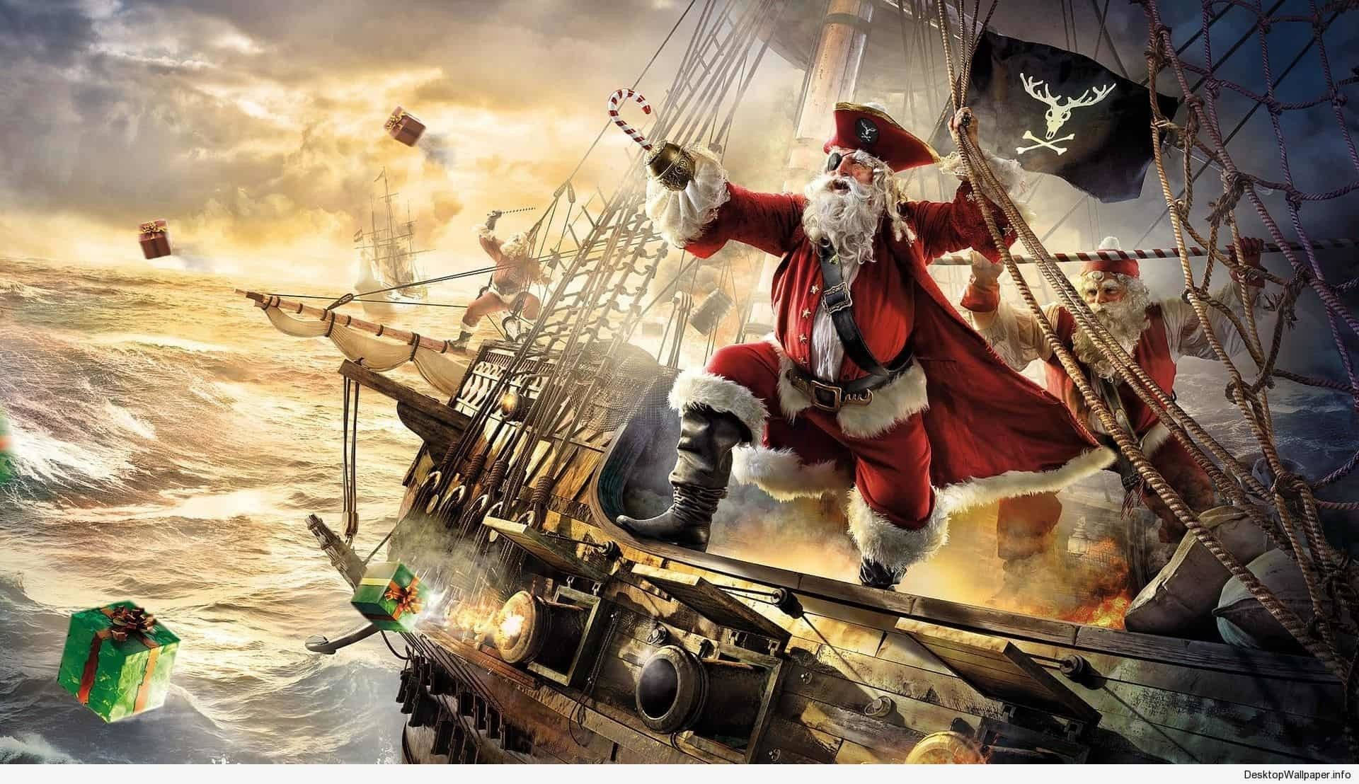 Pirate Santa Ready To Battle Background