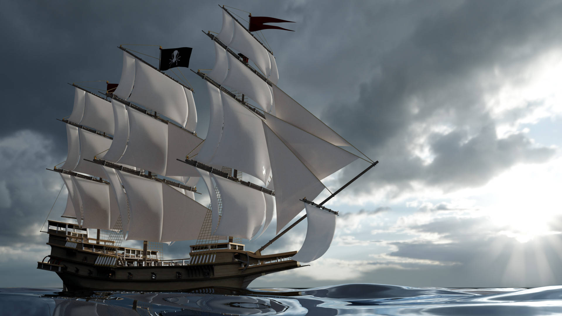 Pirate Ship 3d Art Background