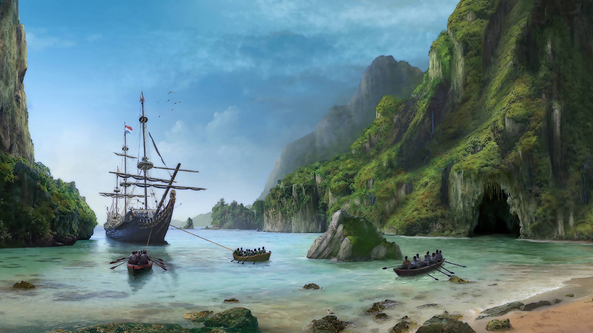 Pirate Ship Island Background
