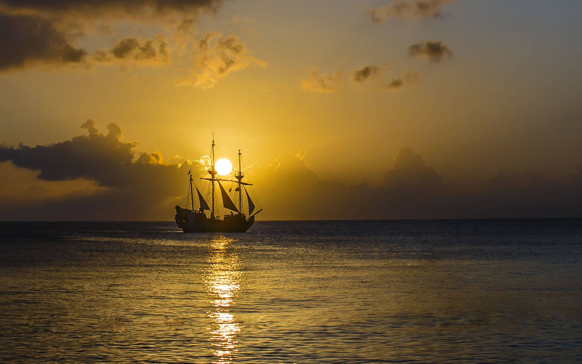 Pirate Ship Ocean Desktop Background